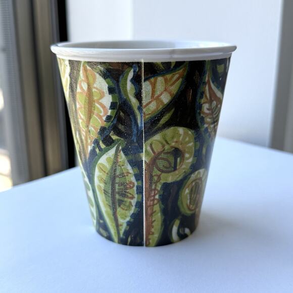 Anthroplogie Gwyneth Leech Coffee Cup Mug NYC Loose Leaf Tea Leaves 3 3/4" - Picture 3 of 6